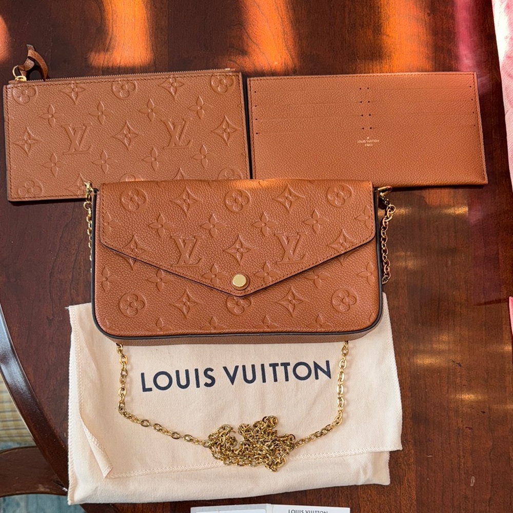 Louis Vuitton Felicie Pochette Monogram Empriente cognac brown